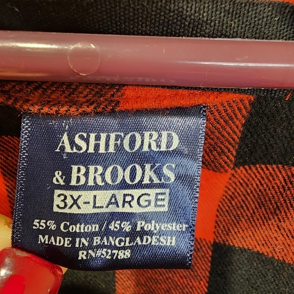 Ashford and Brooks Men's Flanel Plaid long Sleeves Cotton Blend nighhyshirt 3XL - Picture 4 of 11